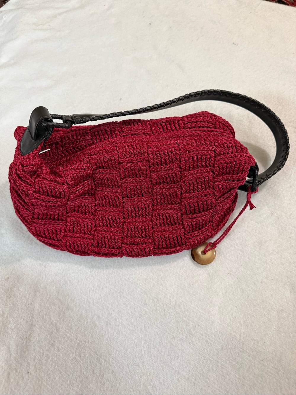 The SAK Elliot Luca Ruby Red Crochet Shoulder Purse  Like New
